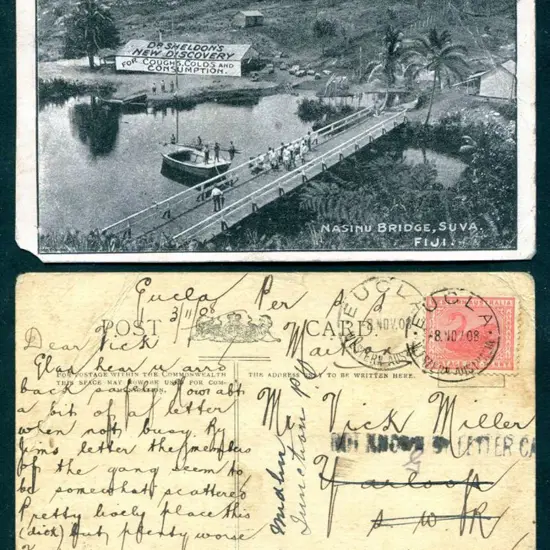 1908 (8th Nov) "Nasinu Bridge, Suva Fiji" b&w ...