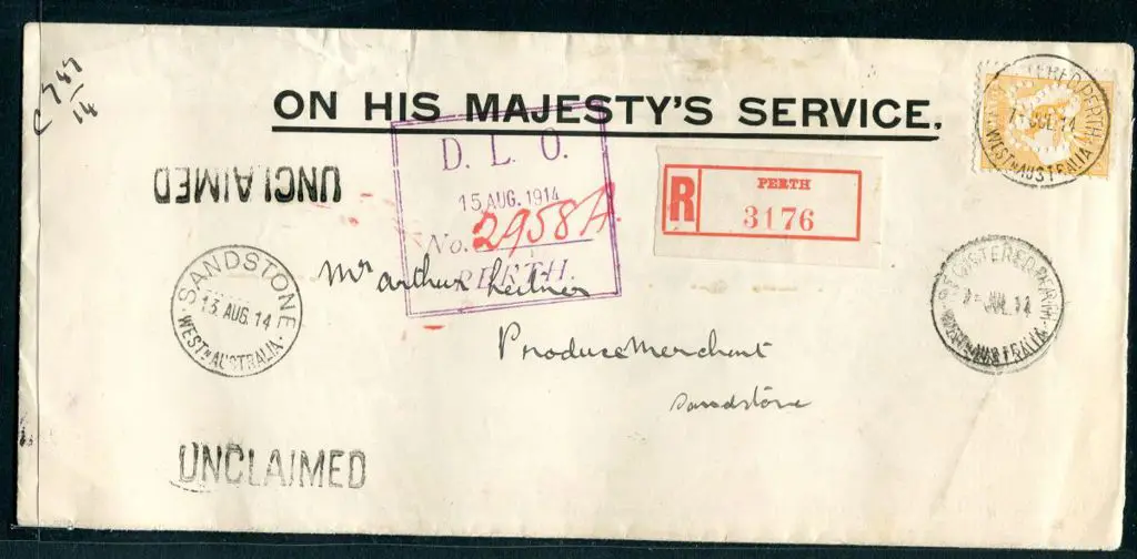 1914 (11th July) OHMS Registered, unclaimed RTS ... Image 1++