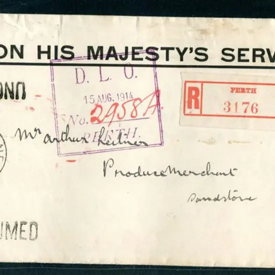 1914 (11th July) OHMS Registered, unclaimed RTS ...