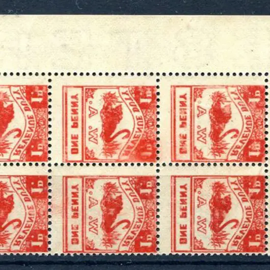 1951 1d red Revenue Duty swan corner marginal ...