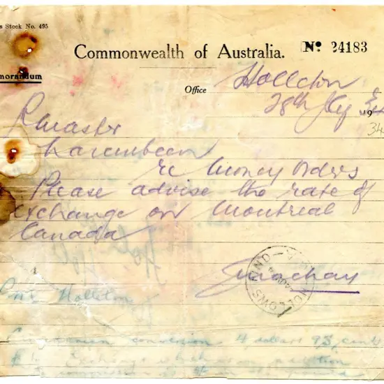 Hollows Find C30 used on 2 receipts dated 28 AU 30 ...