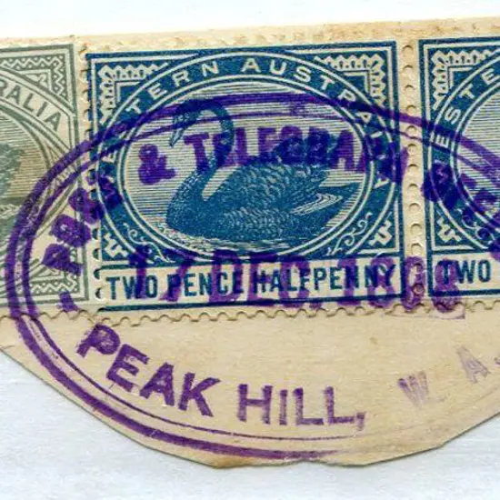 Peak Hill Post & Telegraph Office ORS1 on 3 swan ...