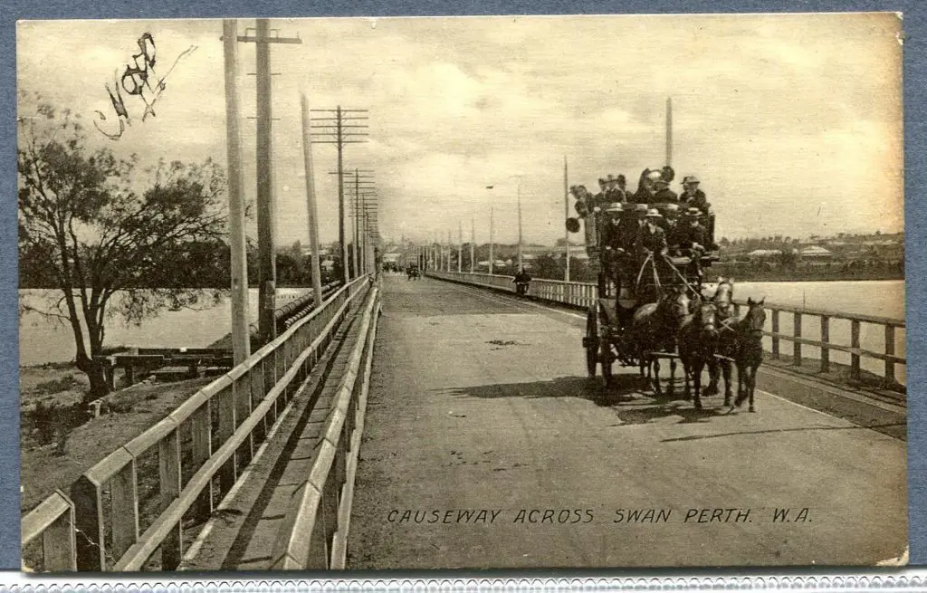"Causeway Across Swan, Perth, WA" showing Horse ... Image 1++