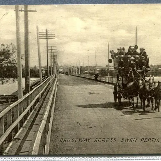 "Causeway Across Swan, Perth, WA" showing Horse ...