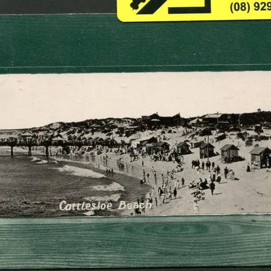 "Cottesloe Beach" in b&w within a wide green ...