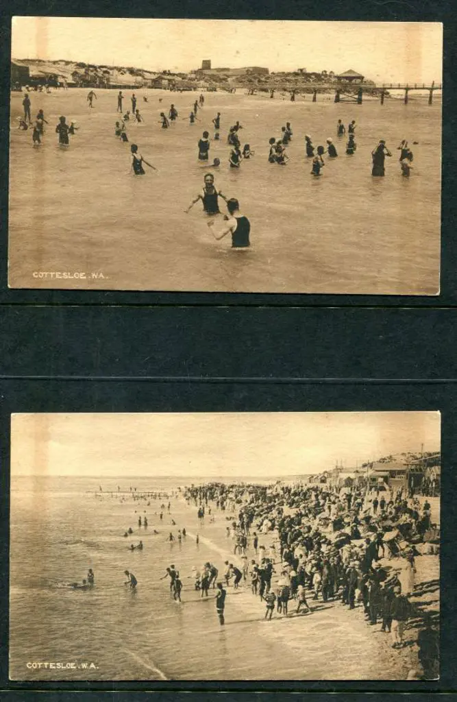 "Cottesloe, W.A." b&w on buff cards x 2 with diff ... Image 1++