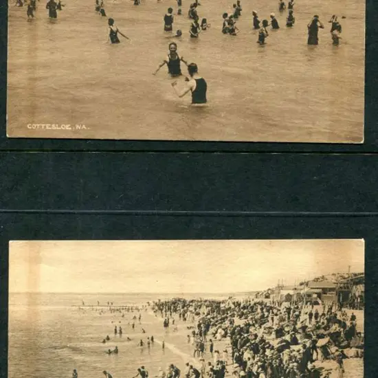 "Cottesloe, W.A." b&w on buff cards x 2 with diff ...