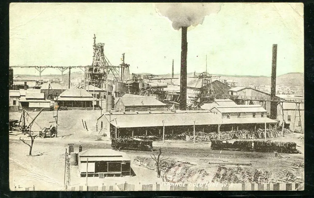 "Ivanhoe Gold Mine W.A." b&w with blue sky from ... Image 1++