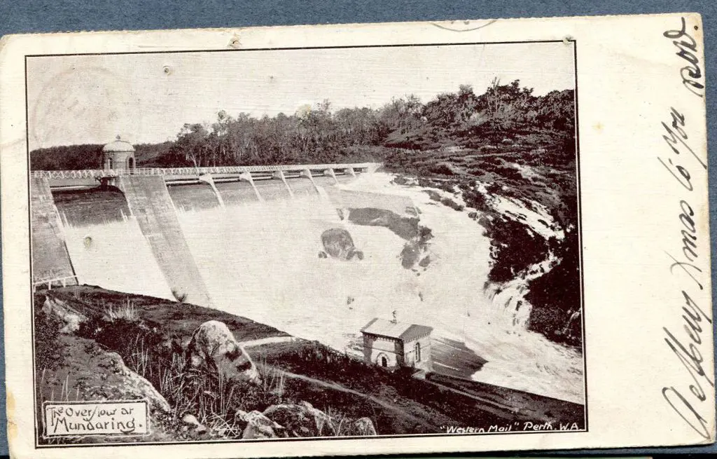 "The Overflow at Mundaring" Western Mail b&w card ... Image 1++