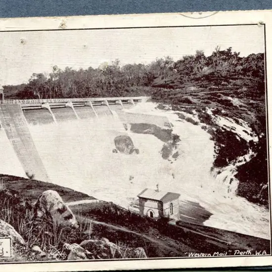 "The Overflow at Mundaring" Western Mail b&w card ...