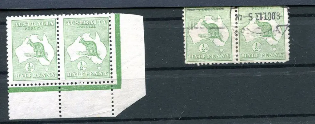 1913 1st Watermark ½d green lower right marginal ... Image 1++
