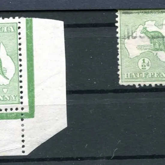1913 1st Watermark ½d green lower right marginal ...
