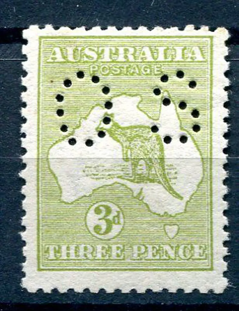 1913 1st Watermark 3d pale olive-green perfined ... Image 1++