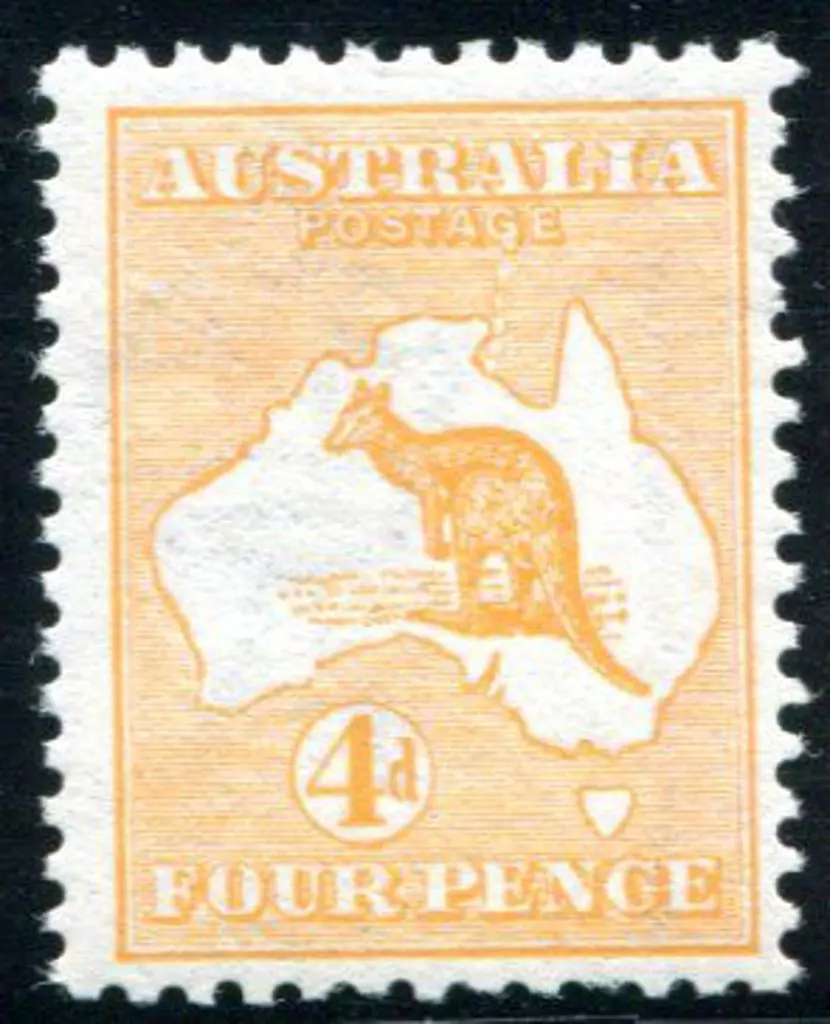1913 1st Watermark 4d orange with "white scratch ... Image 1++