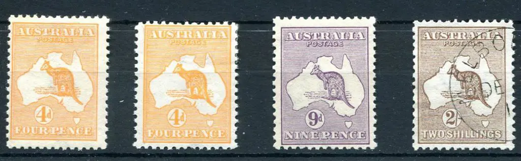 1913 1st Watermark 4d orange x 2 MVLH & 9d MUH ... Image 1++