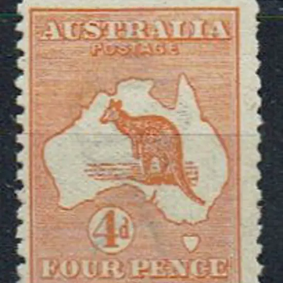 1913 1st Watermark 4d orange. MUH, centred low ...