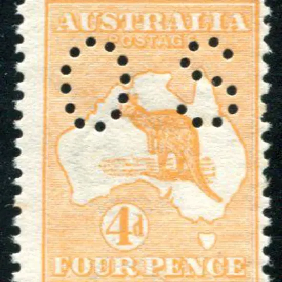 1913 1st Watermark 4d orange perfined small "OS". ...