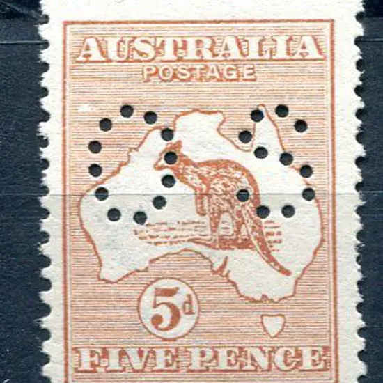 1913 1st Watermark 5d pale chestnut perfined small ...