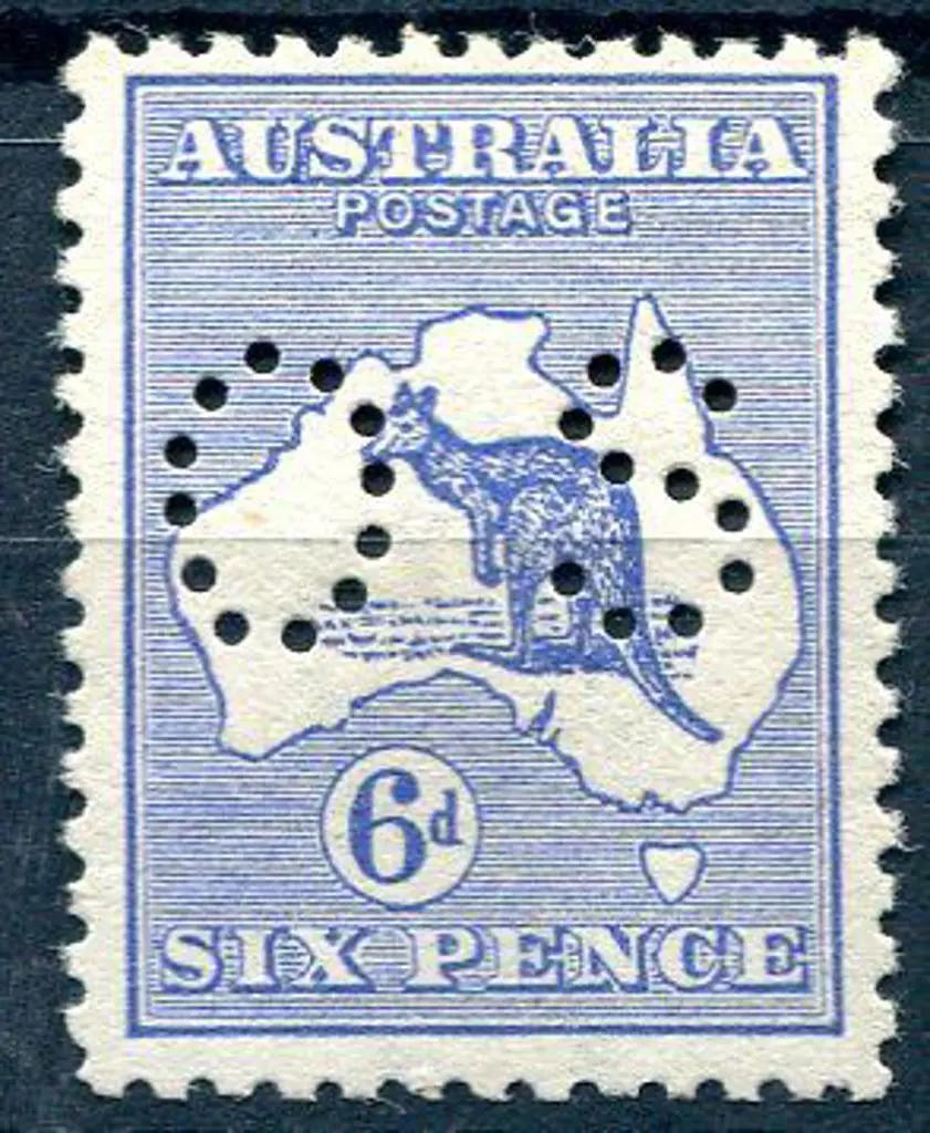 1913 1st Watermark 6d deep blue perfined small OS. ... Image 1++