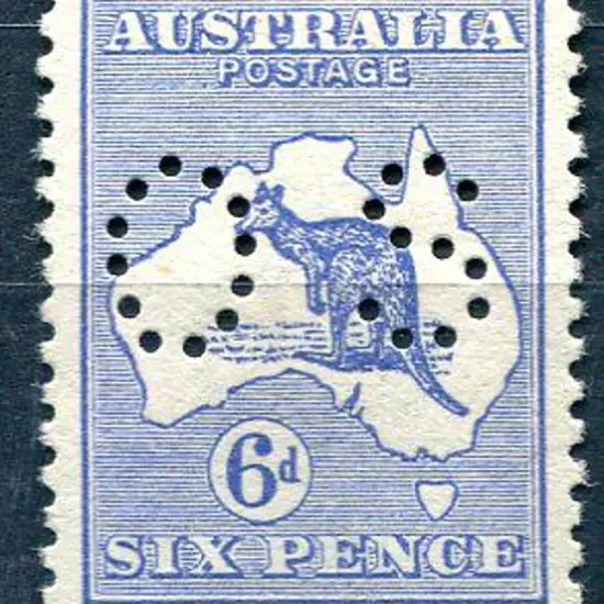 1913 1st Watermark 6d deep blue perfined small OS. ...