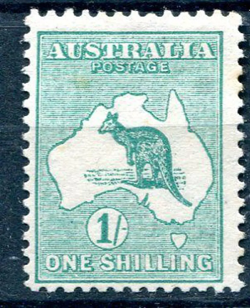 1913 1st Watermark 1/- blue green with "break in ... Image 1++