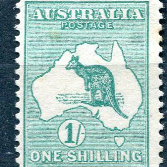 1913 1st Watermark 1/- blue green with "break in ...