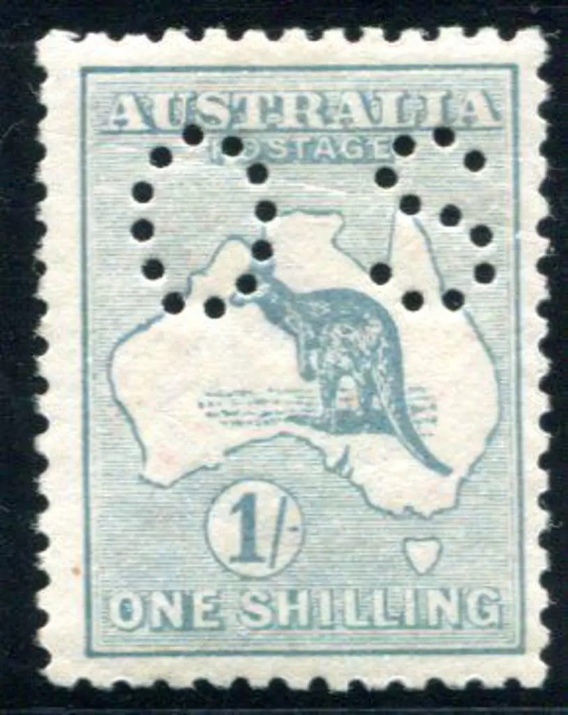 1913 1st Watermark 1/- pale blue-green perfined ... Image 1++