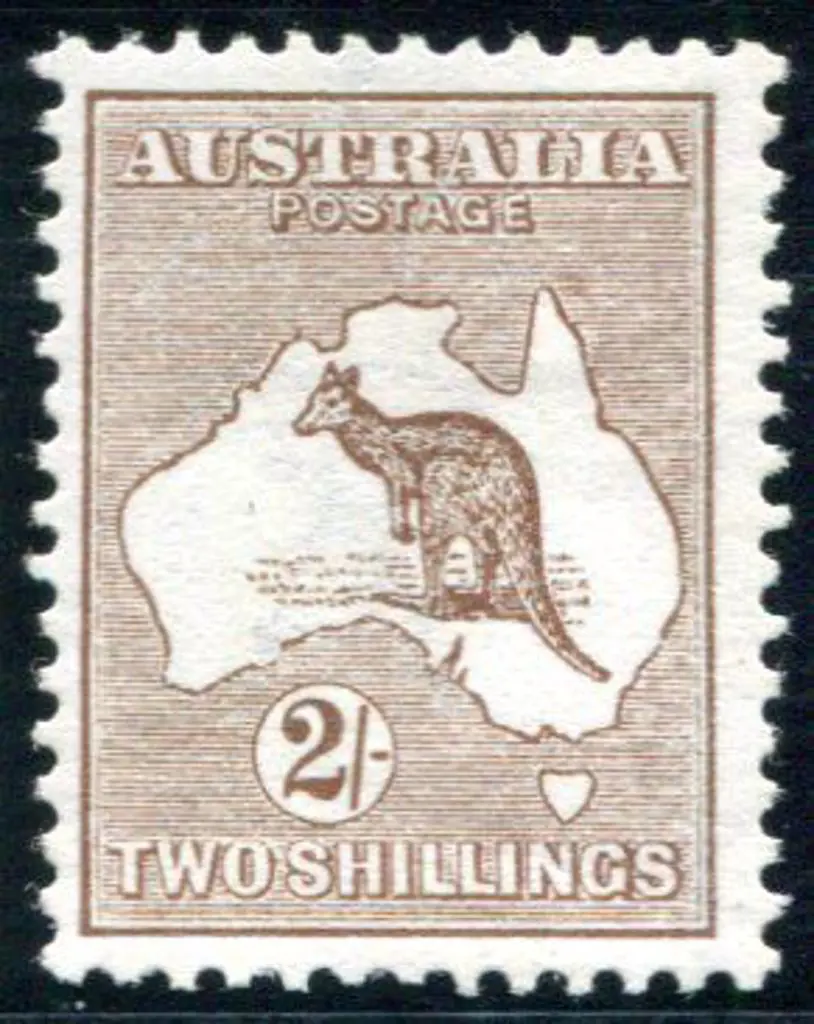1913 1st Watermark 2/- brown. MLH, centred a ... Image 1++