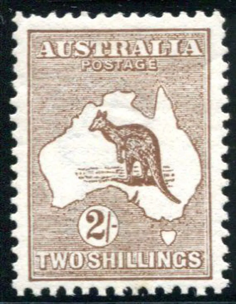 1913 1st Watermark 2/- dark brown. MLH, shortish ... Image 1++