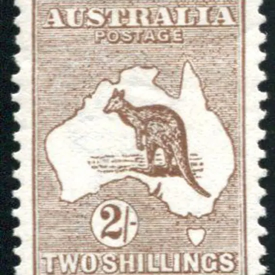 1913 1st Watermark 2/- dark brown. MLH, shortish ...