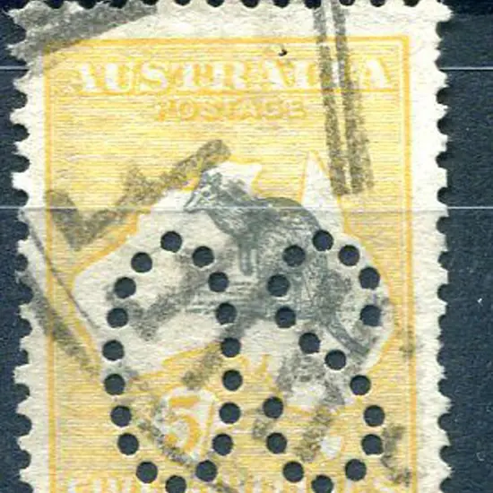 1913 1st Watermark 5/- deep grey & yellow perfined ...