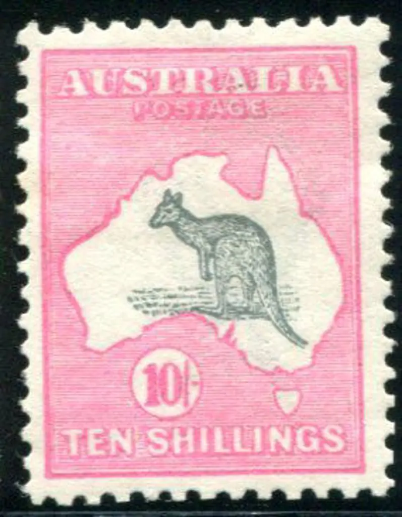 1913 1st Watermark 10/- grey & pink. MLH with ... Image 1++