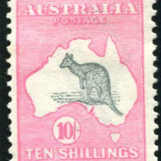 1913 1st Watermark 10/- grey & pink. MLH with ...