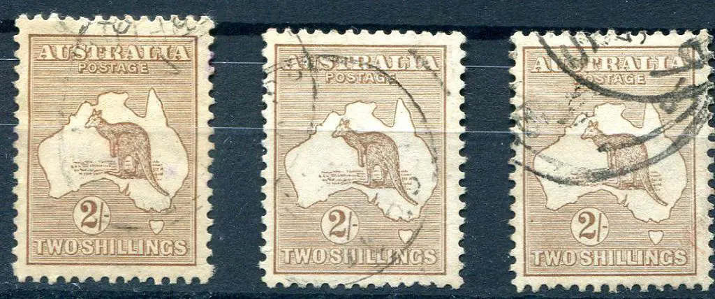 1915 2nd Watermark 2/- light brown x 3 F/U ... Image 1++
