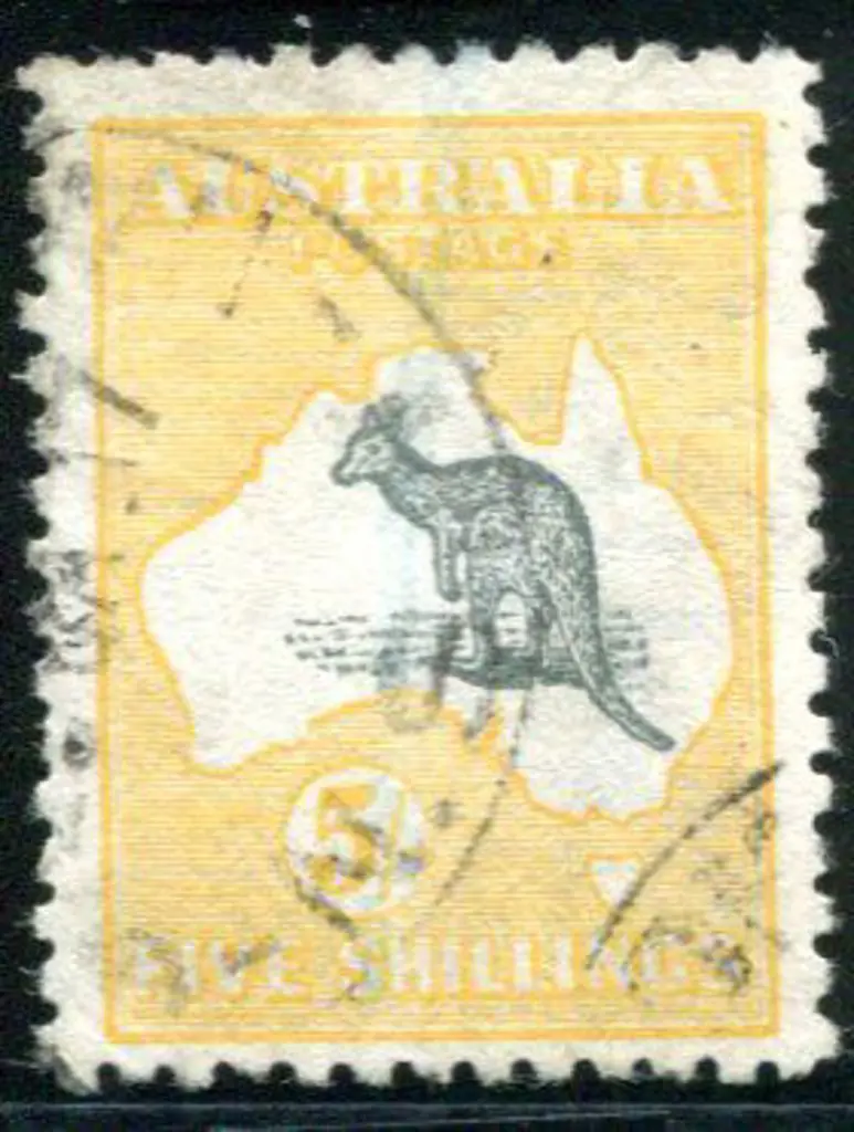 1915 2nd Watermark 5/- deep grey & yellow good to ... Image 1++