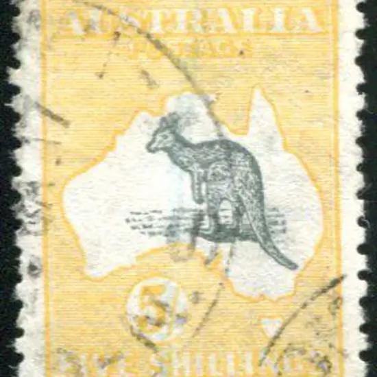 1915 2nd Watermark 5/- deep grey & yellow good to ...