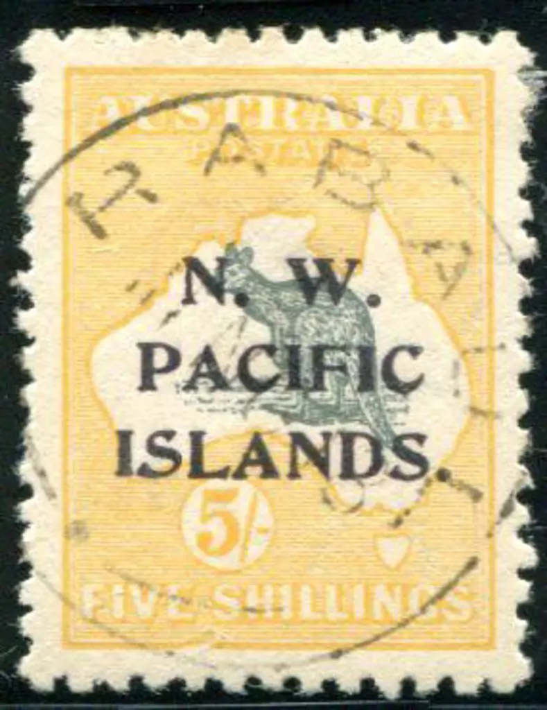 1915 2nd Watermark 5/- deep grey & yellow ovptd ... Image 1++