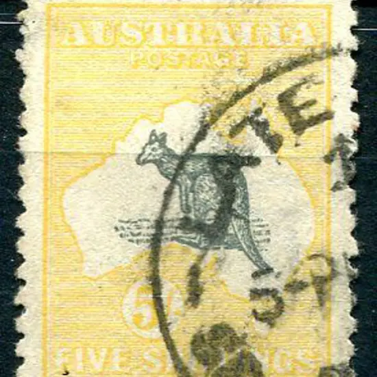 1915 2nd Watermark 5/- deep grey & yellow with ...