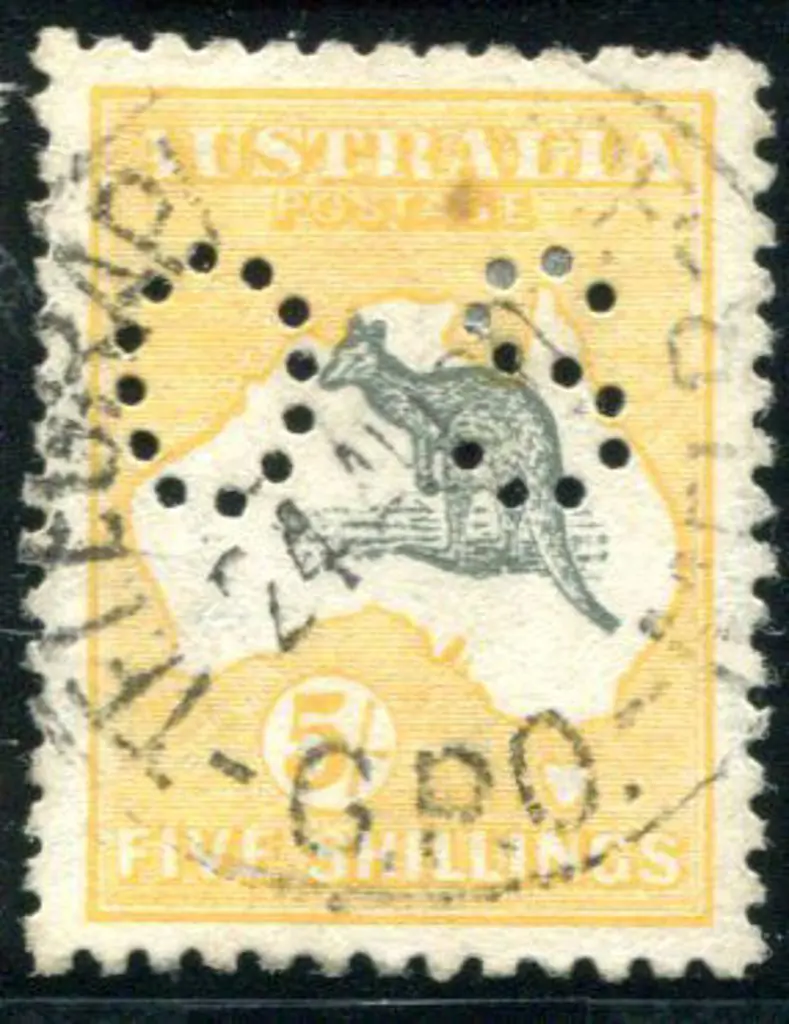 1915 2nd Watermark 5/- deep grey & chrome perfined ... Image 1++