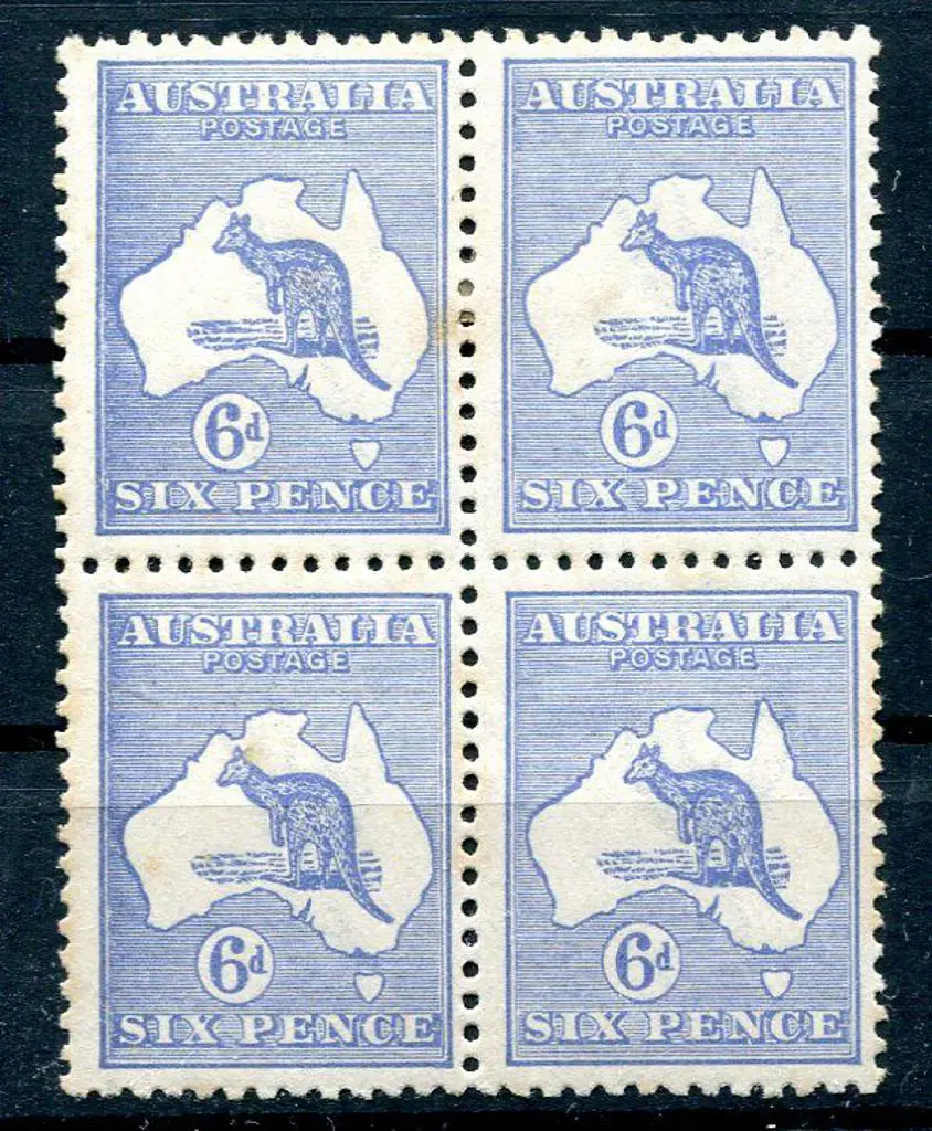 1915/28 3rd Watermark 6d blue, Die IIB block of 4. ... Image 1++