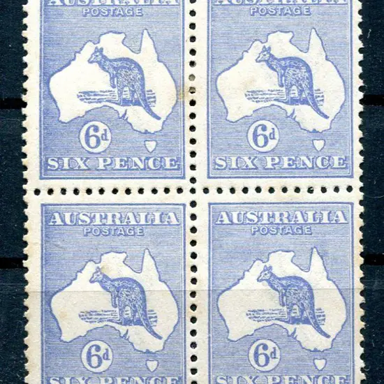 1915/28 3rd Watermark 6d blue, Die IIB block of 4. ...