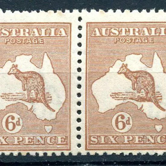 1915/28 3rd Watermark 6d chestnut horiz pair with ...