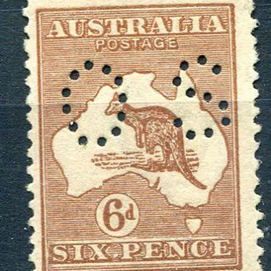 1915/28 3rd Watermark 6d chestnut perfined "OS" ...