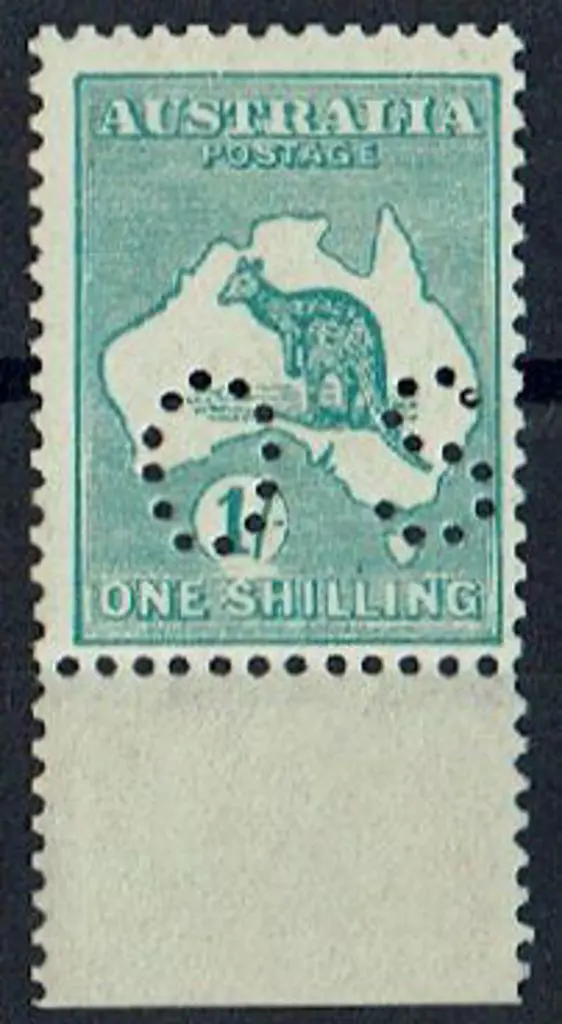 1915/28 3rd Watermark 1/- blue-green, Die IIB ... Image 1++