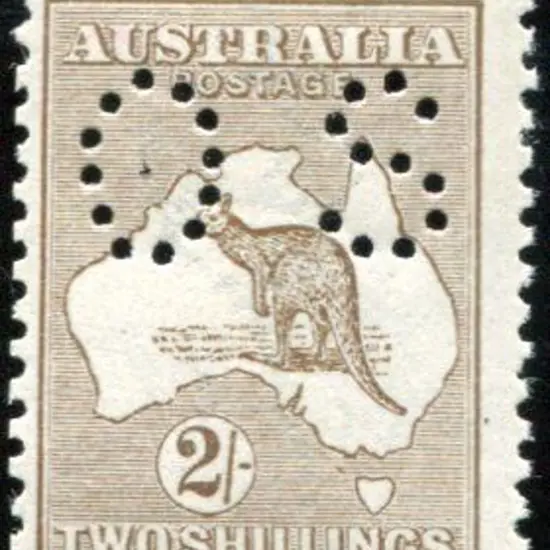 1915/28 3rd Watermark 2/- brown perfined "OS". ...