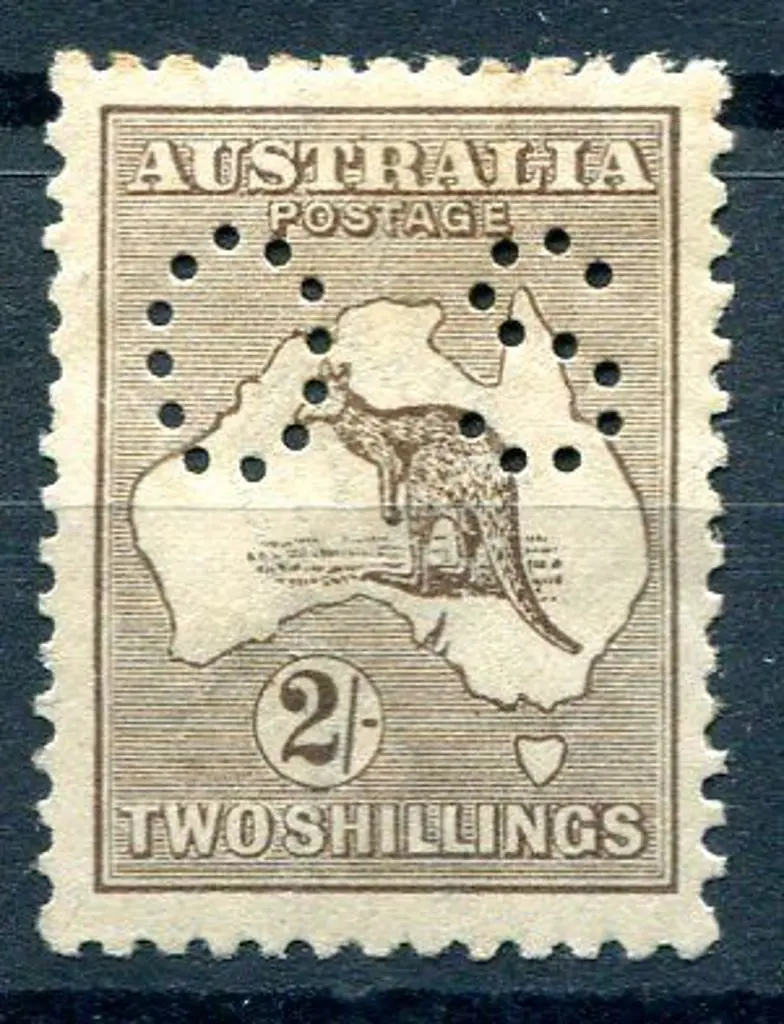 1915/28 3rd Watermark 2/- brown perfined small ... Image 1++