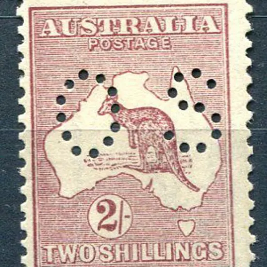 1915/28 3rd Watermark 2/- maroon perfined "OS". ...