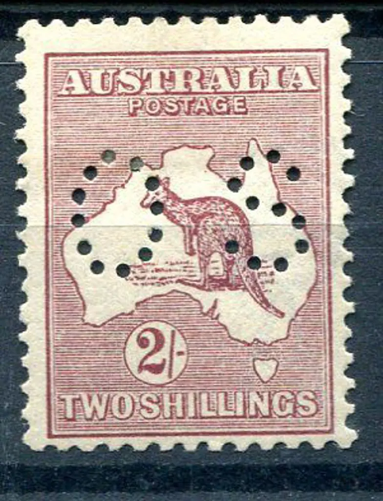 1915/28 3rd Watermark 2/- maroon perfined OS. MH ... Image 1++