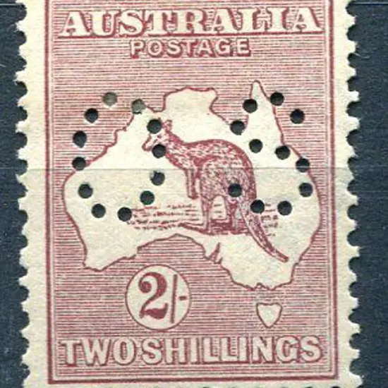 1915/28 3rd Watermark 2/- maroon perfined OS. MH ...