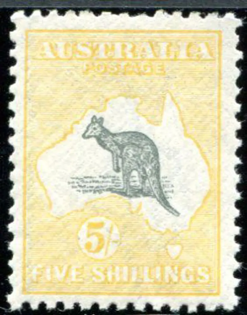 1915/28 3rd Watermark 5/- grey & pale yellow with ... Image 1++